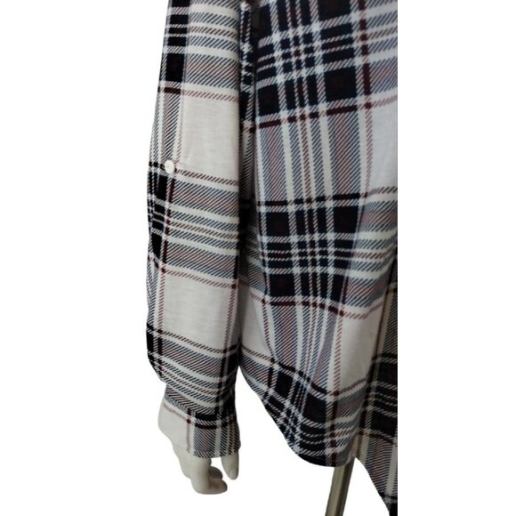 Justify Womens 2X Collared Red Blue Plaid Casual Button Up Shirt with Ties - Picture 9 of 12